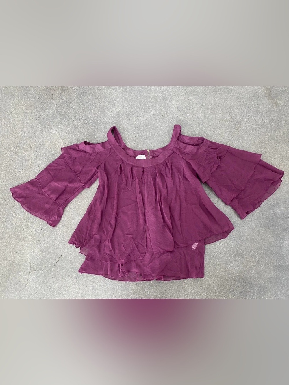 Hot in Hollywood Plum Cold-Shoulder Blouse